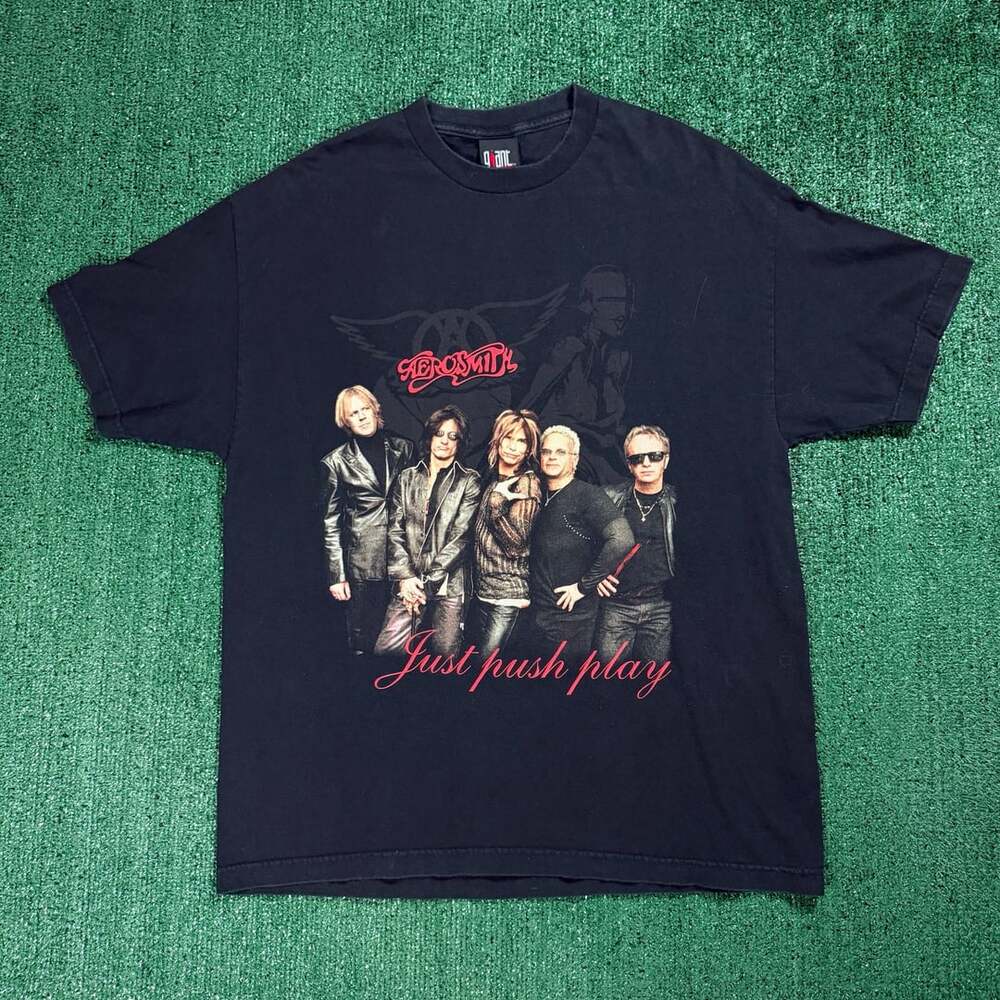 Vintage Aerosmith Just Push Play World Tour 2001 Black T-Shirt X-Large